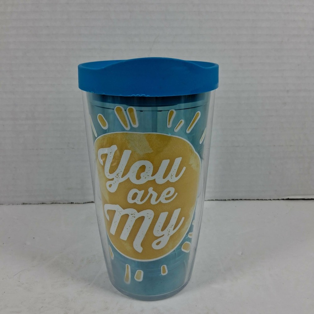 Tervis 16oz Insulated Tumbler You Are My‎ Sunshine Blue Graphic Travel Mug Lid